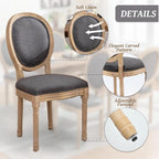 French Country Dining Chairs Set of 4,Farmhouse Upholstered Dining Room Chairs with Round Back and Solid Leg,Fabric Kitchen Side Chairs for Kitchen/Bedroom/Dining Room,Gray