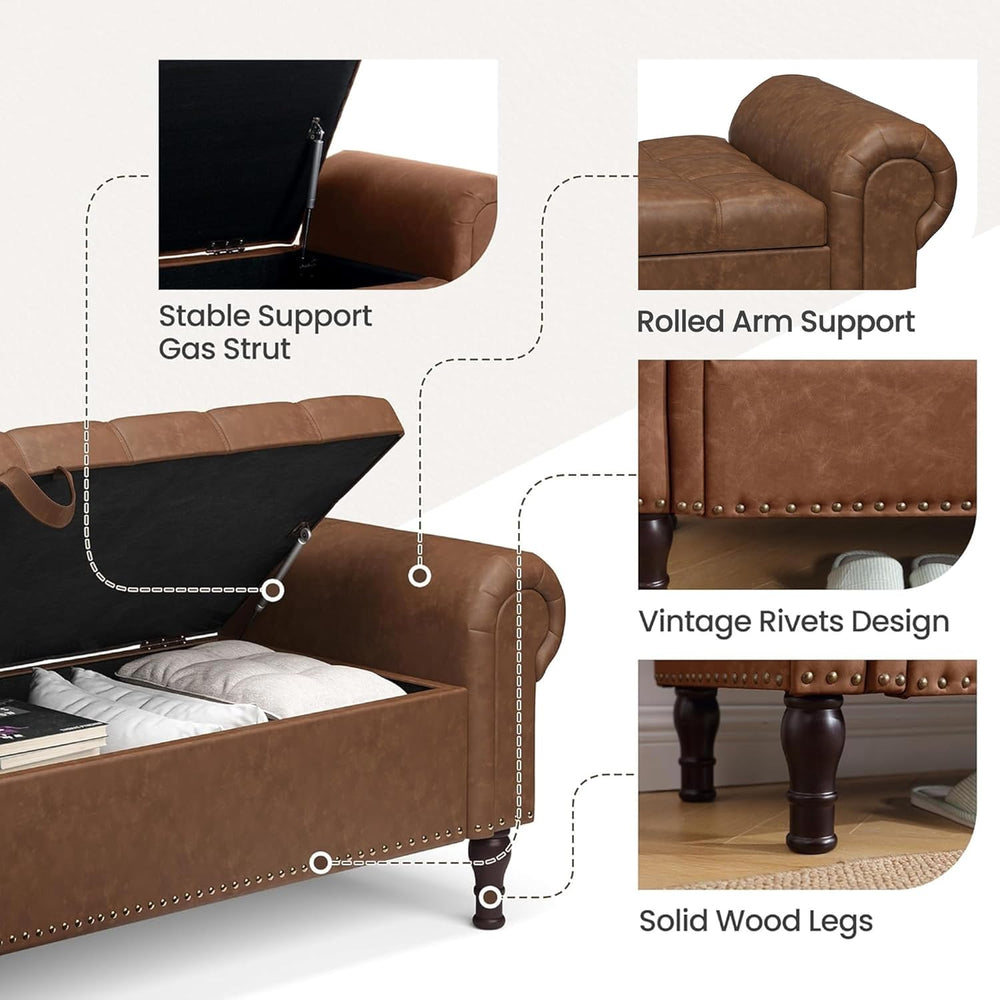 YOUDENOVA 60" Entryway Bench with Storage, PU Leather End of Bed Bench w...