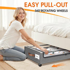 Under Bed Storage with Wheels 2Pack Underbed Storage with Clear Window&Label Under Bed Drawers Large Capacity Rolling Under Bed Storage for Clothes,Shoes, Blankets (Light Grey)