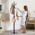 Solid Wooden Coat Rack Stand, Coat Racks Freestanding with 14 Hooks, Natural Birch Wood Coat stands with Sturdy Round Base, Tree Coat Hanger Standing for Entryway Bedroom Office (Ruyi Hook)