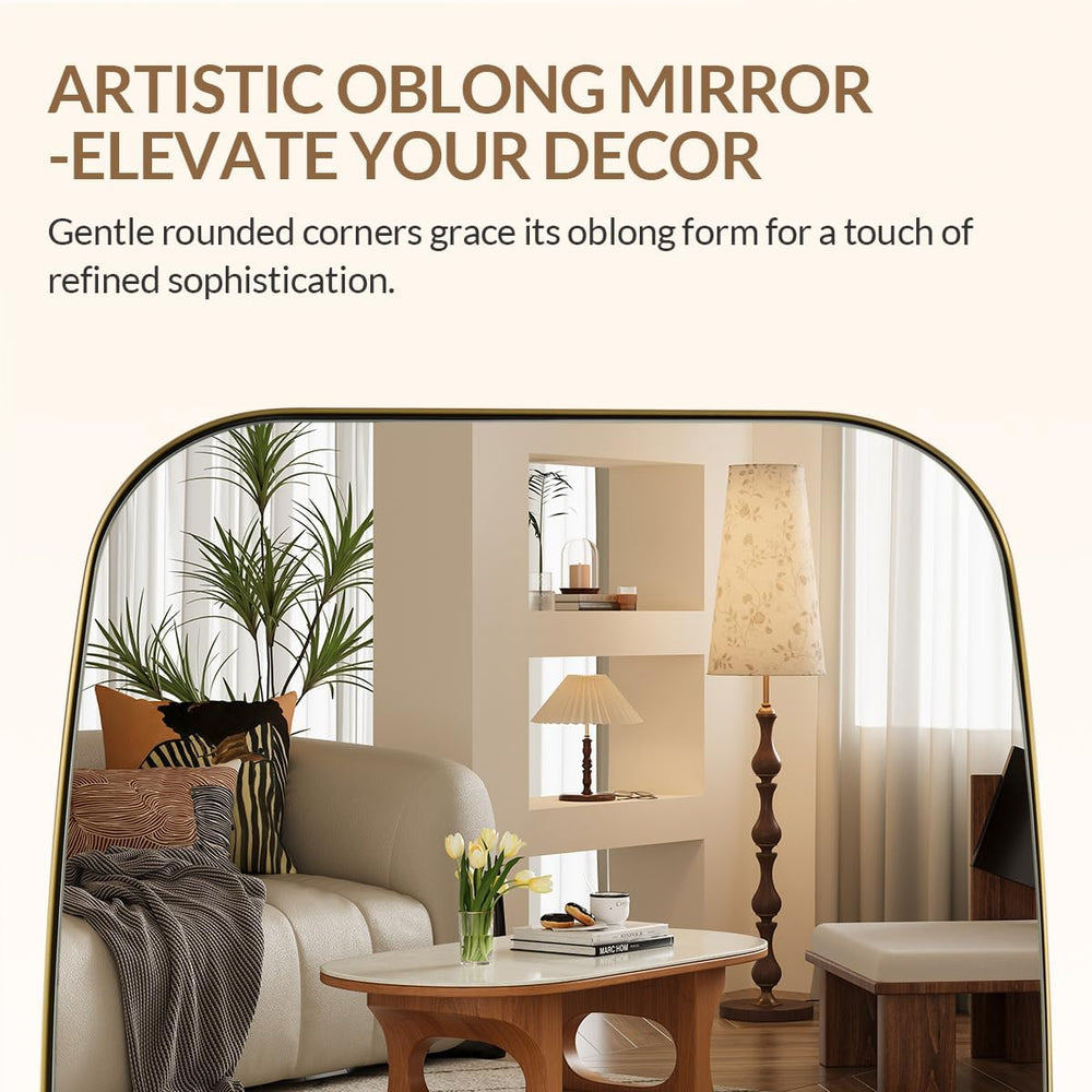 ANDY STAR 30x30 Gold Bathroom Mirror, Oblong Brass Mirror with Stainless Stee...