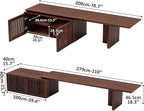 XEW Extendable TV Stand with Storage and Shelves, Wood Entertainment Center for 55+ Inch TV, Modern TV Console, Minimalist Media Console for Living Room, Bedroom-Walnut (Extendable: 78.7"-110")