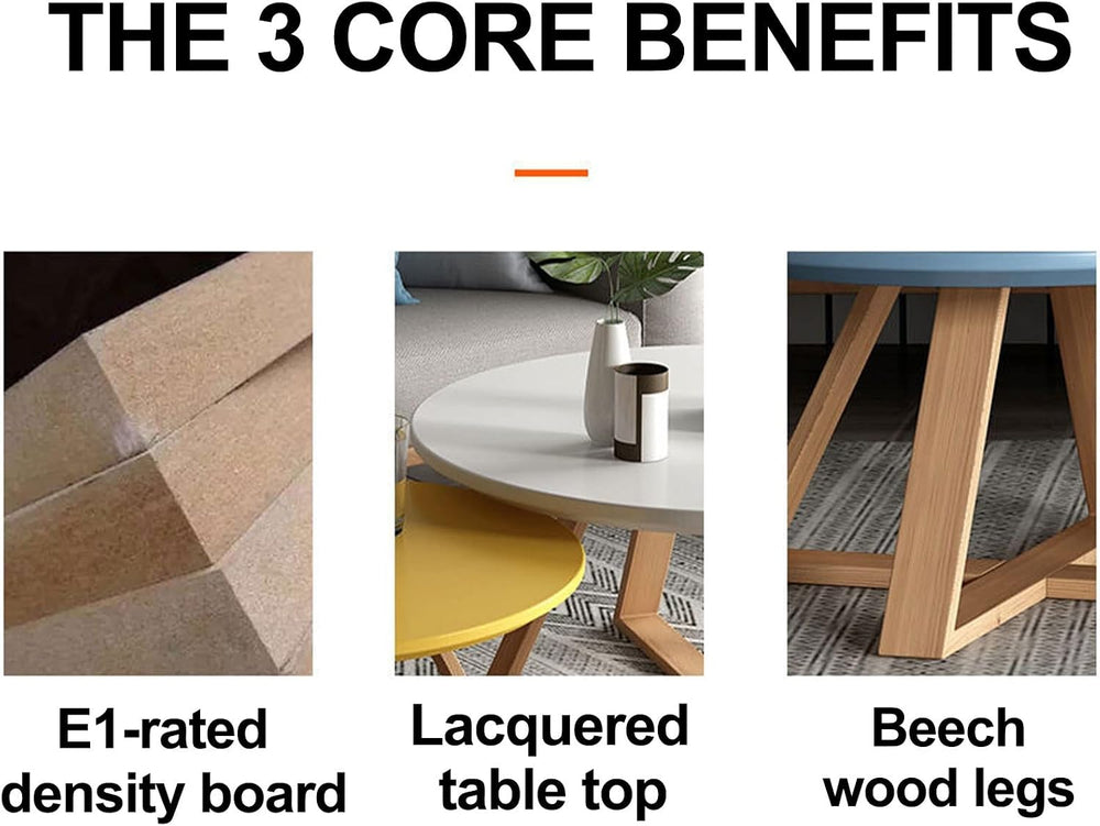 Torzk Round Coffee Tables for Living Room Modern and Minimalist Side Table wi...