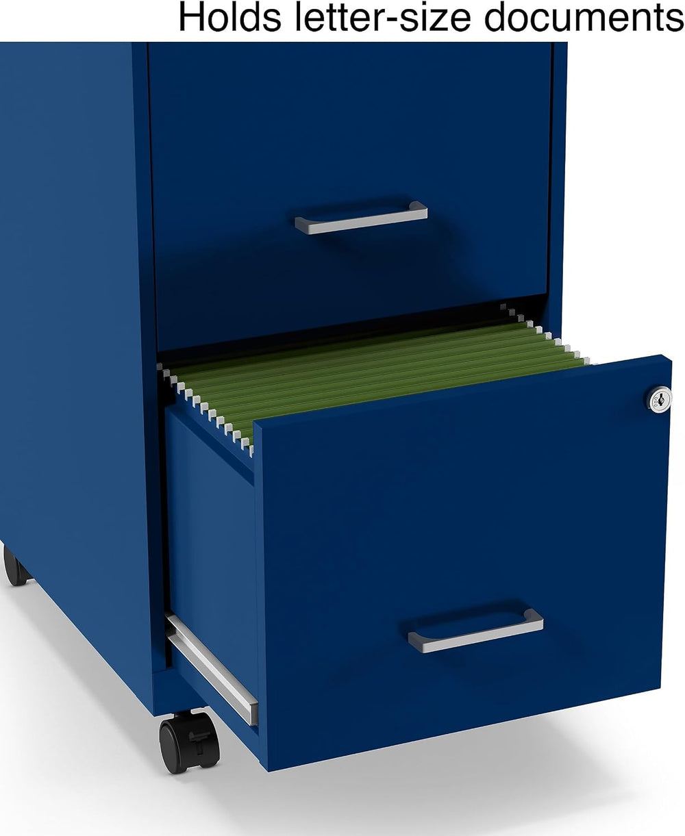 Staples 2-Drawer Vertical File Cabinet, Letter Size, Lockable, Blue | Mobile ...