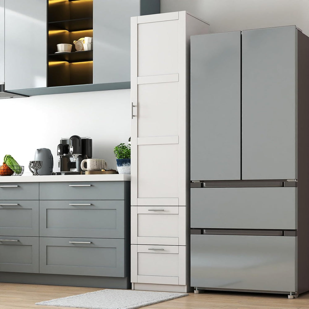 KEIKI Kitchen Pantry Storage Cabinet with Multi-Tier Shelf & Drawers, Spi...