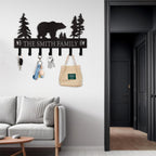 Personalized Key Holder for Wall, Custom Metal Black Bear Coat Hook Key Holder with Name, Metal Key Rack Hanger Organizer for Entryway, Front Door, Hallway, Kitchen, Office Decor