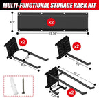 32 Inches Garage Organization,Wall Mount Garden Tool Organizer, 440lbs Adjustable Heavy Duty Metal Hanging Hooks, Garden Tool Hangers Storage Rack for Garage, Yard, and Shed (2 Racks, 6 Hooks)