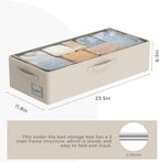 Under Bed Storage Bins Frame Storage Box Oxford Fabric Sturdy Underbed Container Foldable Stackable Large Capacity Clothes Organizer