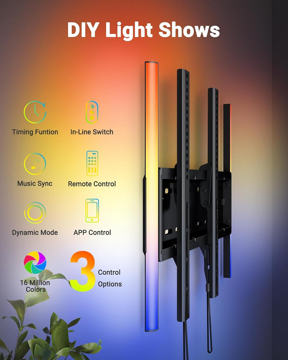 PERLESMITH Tilt TV Wall Mount with LED Light, TV Mount for 26–60 Inch TVs up ...