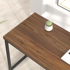 FOLUBAN Modern Office Desk, Rustic Wood and Metal Computer Desks, Industrial Study Writing Table, Simple Work Gaming PC Desk for Bedroom Living Room, Walnut 47 Inch