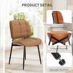 Dining Chairs Set of 6, Mid Century Modern Dining Room Chair, Upholstered Faux Leather Kitchen Chairs with Thick Cushion and Walnut Bentwood Back for Kitchen Dining Room, Brown