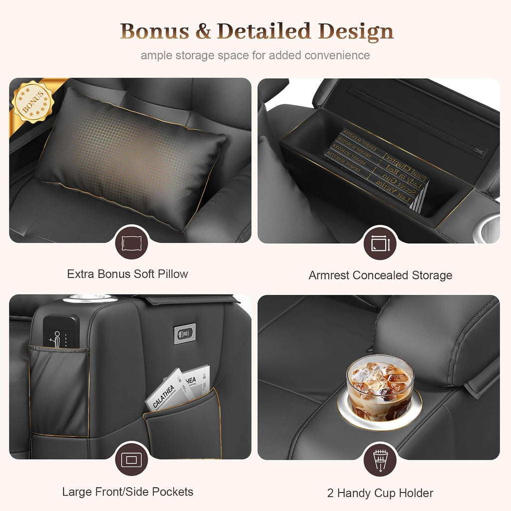 Power Recliner Chair with Heat and Back Massage, Electric Power Oversized Reclining Chair Infinite Position with Storage Armrests & 2 Cup Holders for Living Room, Brown