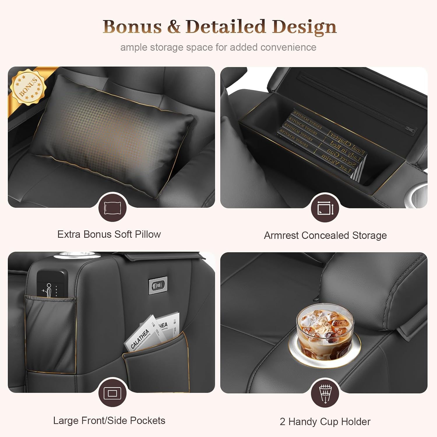 Power Recliner Chair with Heat and Back Massage, Electric Power Oversized Reclining Chair Infinite Position with Storage Armrests & 2 Cup Holders for Living Room, Brown