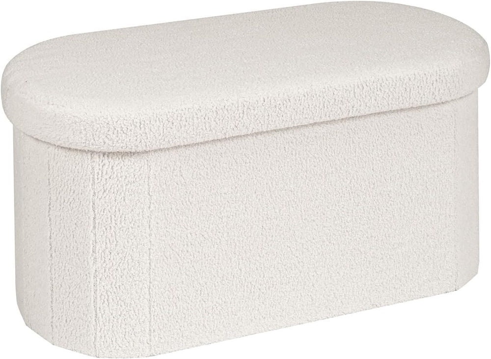 PINPLUS Storage Ottoman Bench Tufted Oval with Storage for Living Room Boulce...