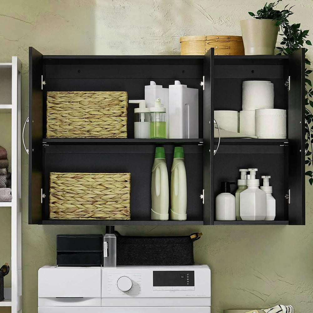 3-Doors Bathroom and Laundry Room Wall Cabinet with Adjustable Shelves, Medic...