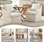 VKNOW Upholstered Dining Chairs, Modern Kitchen Chairs Dinner Chairs with 4 Casters, Chenille Armchair for Bedroom Reading Room Living Room, Beige