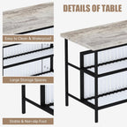 AWQM Kitchen Island with Seating & Storage, Bar Table and Chair Set, Grey | Modern Bar Table and Chairs Set for 2, Faux Marble Island Table, with 2 Chair, For Small Space, Apartment, Home Bar