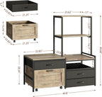 Herture Mini Fridge Stand with Wine Rack & Outlet, Kitchen Bakers Rack | Microwave Oven Stand, Coffee Bar, Movable Drawers, for Dorm,Office, Grey HB04BXZ