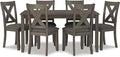 Signature Design by Ashley Caitbrook Rustic 7-Piece Dining Set – Rectangular Table with 6 X-Back Upholstered Chairs, Gray