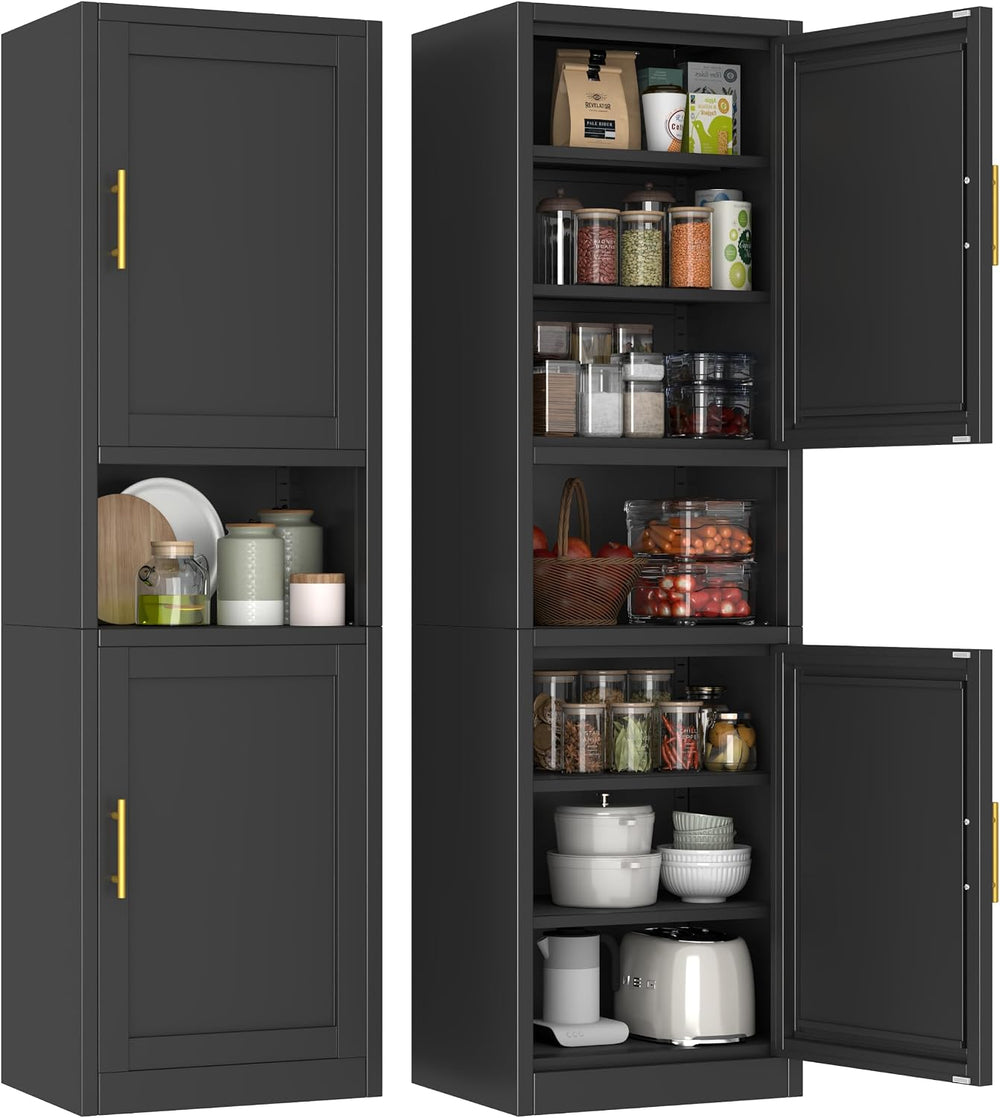 Kitchen Pantry Storage Cabinet,66.9" Tall Metal Storage Cabinet with 2 D...