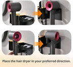 Hair Dryer Holder Wall Mount, Curling Iron Holder, 3 in 1 Hair Tool Organizer for Bathroom Vanity, Hair Straightener Holder, Aluminum Alloy (Hair Tools Not Included)