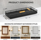 Bathroom Tray for Counter Top Organizer – Oak Wood Vanity Tray with Metal Frame for Dresser, Kitchen, Nightstand – Black Decorative Storage