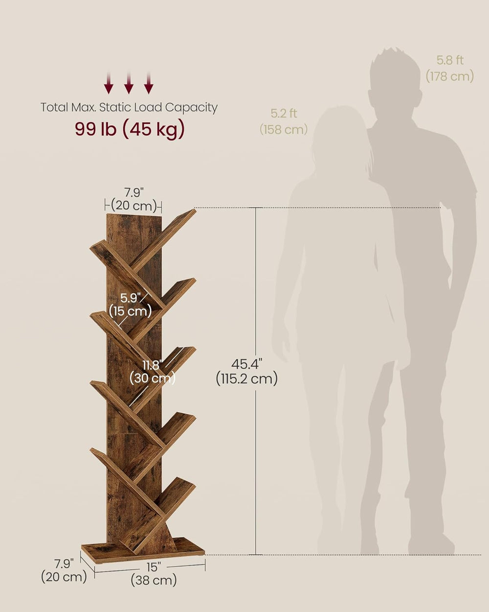 VASAGLE Custos Collection - Tree Bookshelf, Modern Bookcase, Floor Standing B...