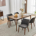 Dining Chair Set of 4, Leather Upholstered Dining Chair with Wood Legs, Wing Backrest, Wooden Kitchen Chair, Kitchen Chairs with Thick Cushions for Dining Room, Living Room, Dark Grey