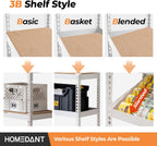 HOMEDANT 5 Tier Storage Shelves Adjustable Laminated Boltless Garage Metal Shelving Unit Heavy Duty Utility Rack Shelf Warehouse Pantry Closet Kitchen (10, (M) 35.9" W, White)