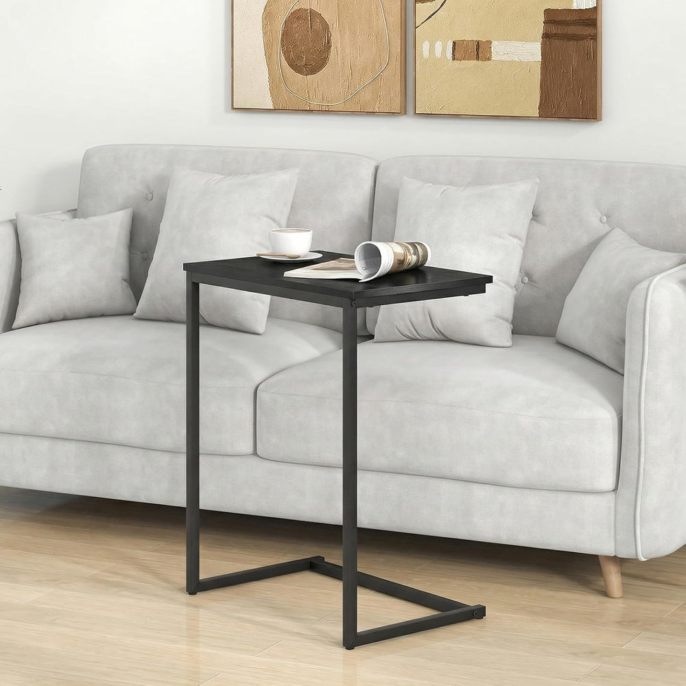 Giantex C Shaped End Table, 26.5" Slide-Under Couch Table for Laptop Cof...