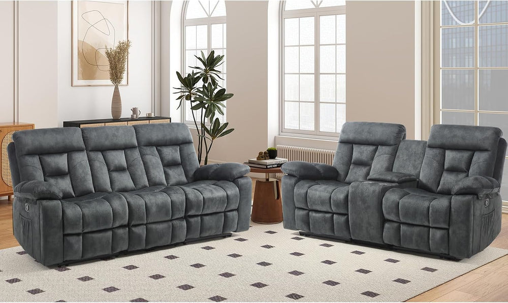 EBELLO 2 Pieces Recliner Sofa Couch Furniture Set, Overstuffed Reclining Love...