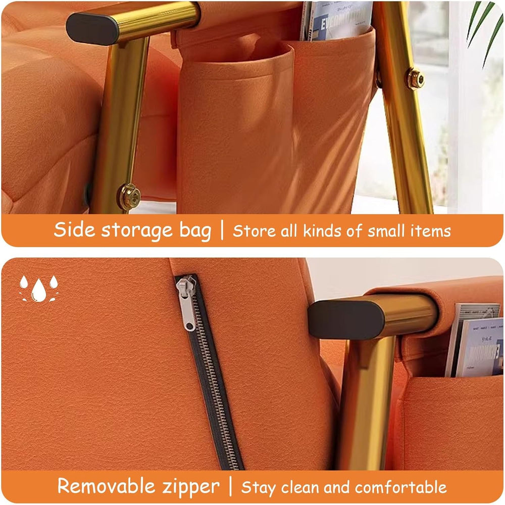 Rocking Chair, Adjustable Backrest Chair with Side Pockets, Side Armchairs fo...