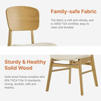 Wooden Dining Chairs Set of 4, Upholstered Modern Dining Room Chairs, Mid Century Oak Kitchen Chairs with Ergonomic Wood Backrest for Farmhouse, Restaurant, Café (Cream Fabric & Original Color)