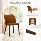 COLAMY Upholstered Dining Chairs Set of 2, PU Leather Dining Room Kitchen Side Chair with Padded Seat and Wood Legs Restaurant/Cafe,Light Brown