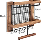 Pinzoveco Hanging Jewelry Organizer Wall Mounted With Wall Jewelry Organizer Holder For Necklaces Bracelet Earrings Ring (Rustic Wood)