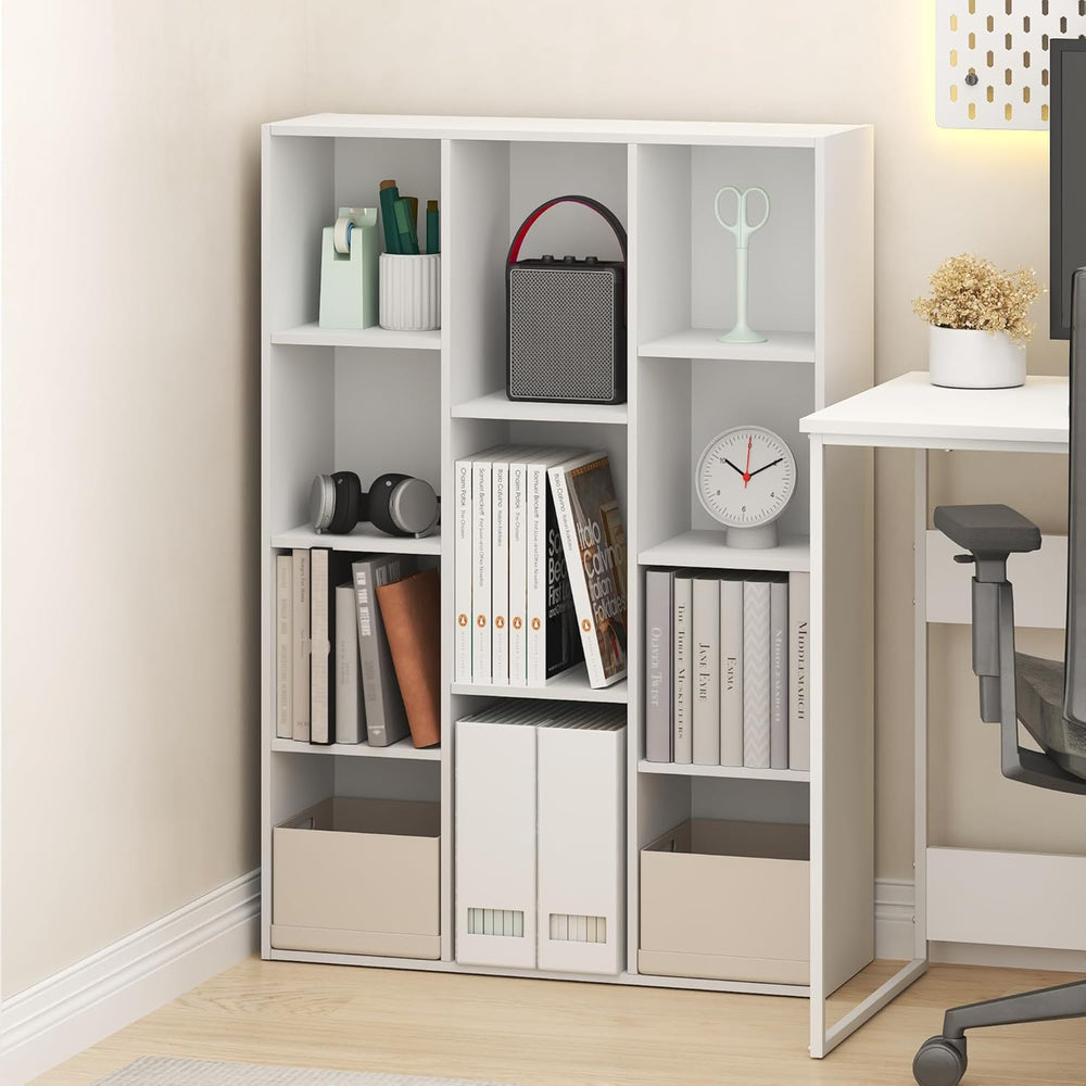 Furinno LUDER Book Shelf, 11-Cube Bookshelf, Reversible Bookcase, 9.4 x 29.1 ...