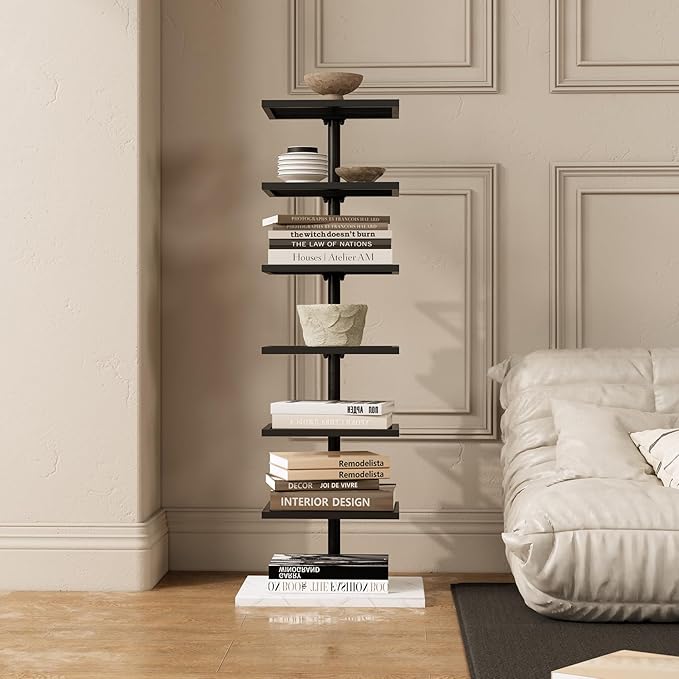 Vertical Bookshelf,Metal Spine Book Tower,Small Bookshelf for Small Spaces,Fl...