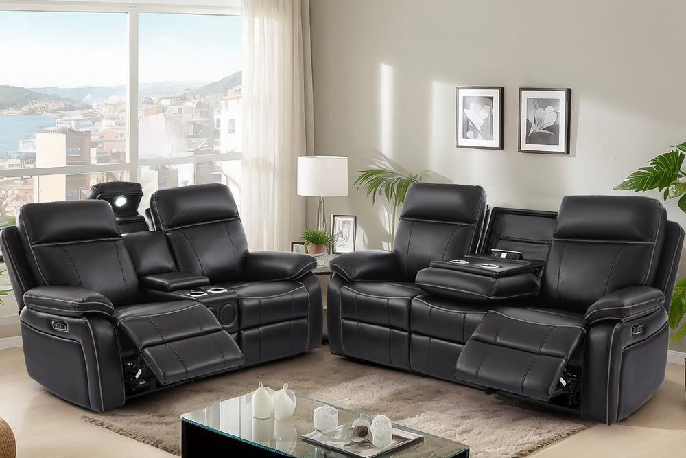 Power Reclining Sofa Set, Power Recliner Sofa and Loveseat Set with LED Light...