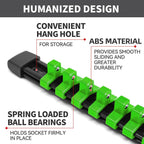 Socket Organizer Drive ABS Tools - Green Socket Holder, Premium Quality 3 Pieces Socket Holders Kit 1/4-Inch x 16 Clips, 3/8-Inch x 15 Clips, 1/2-Inch x 12 Clips(3PC,Green)