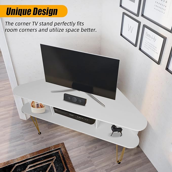 Corner TV Stand for 50 Inch TV, Entertainment Center with Storage Cabinet, In...