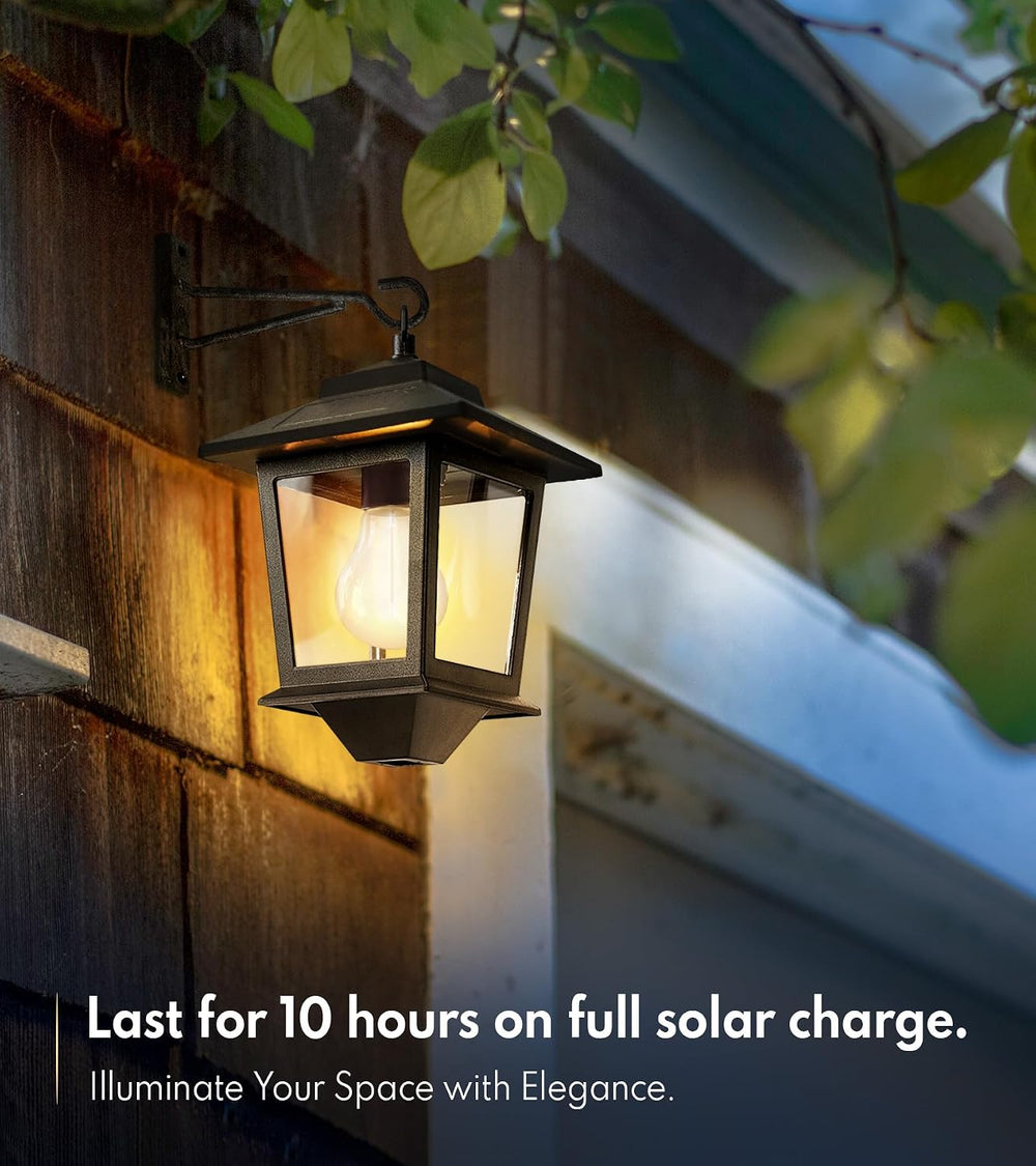 PASAMIC 2 Pack Solar Wall Lanterns,Outdoor Hanging Lights with 4 Solar Panels...