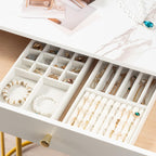 ProCase Stackable Jewelry Organizer Trays for Drawers, Jewelry Drawer Inserts Container Display Case Storage for Earring Necklace Rings Bracelet with Removable Dividers -Warmwhite, 2 Layers
