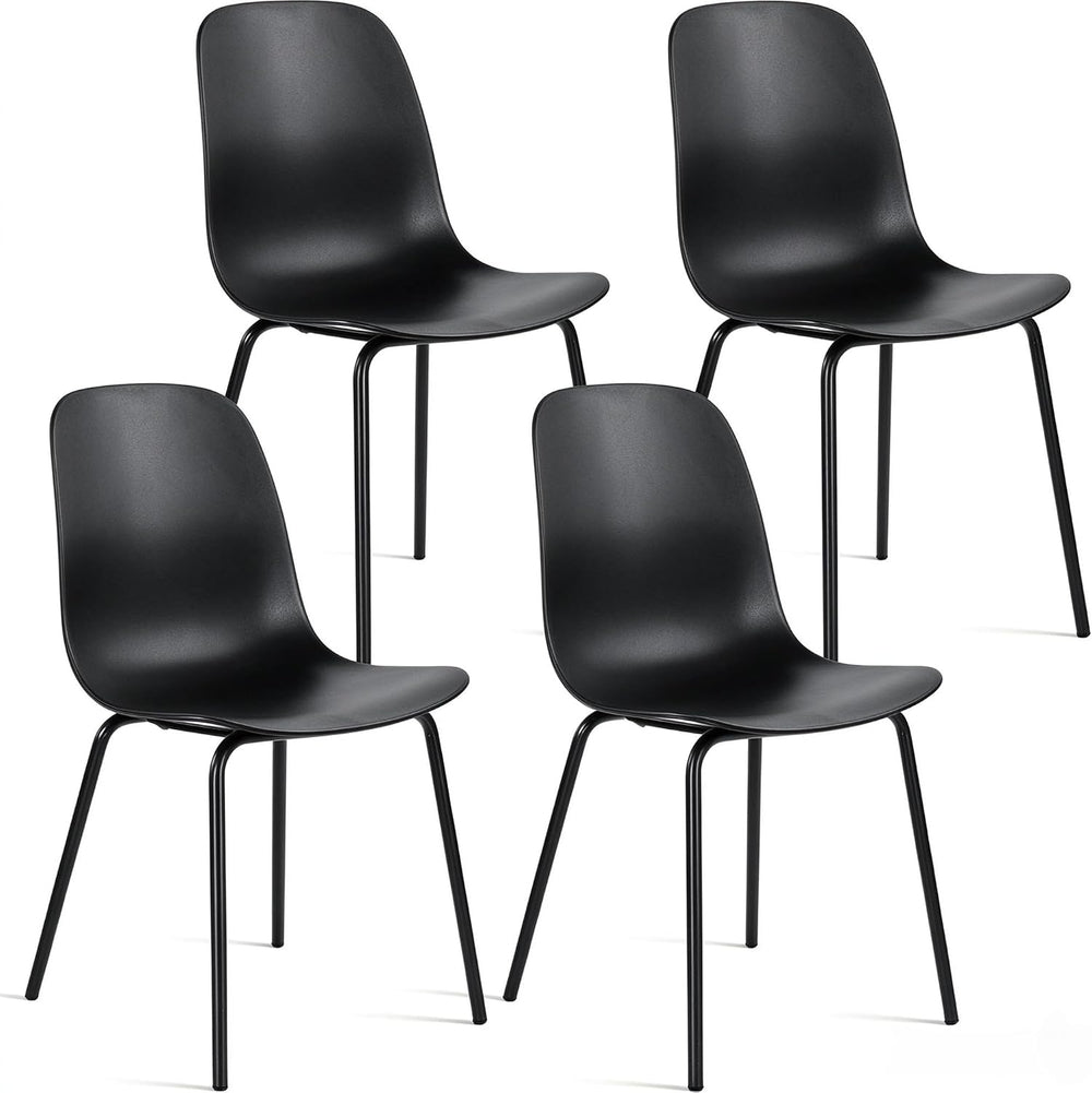 LSSPAID Modern Black Dining Chairs Set of 4, Waterproof Plastic Kitchen Chair...
