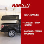 HARKEN - Truck Cap Overhead Garage Storage Hoist, Self-Leveling, Safe Anti-Drop System, Easy One-Person Operation, Smart Garage Organization - 7806