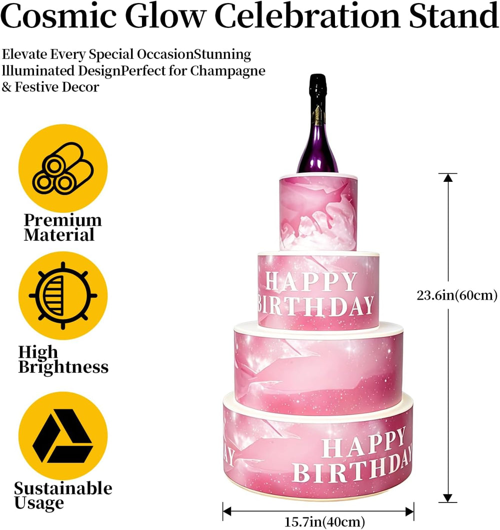 LED 7-Color Cake Tabletop Wine Racks Bottle Presenter with Remote Control, Re...