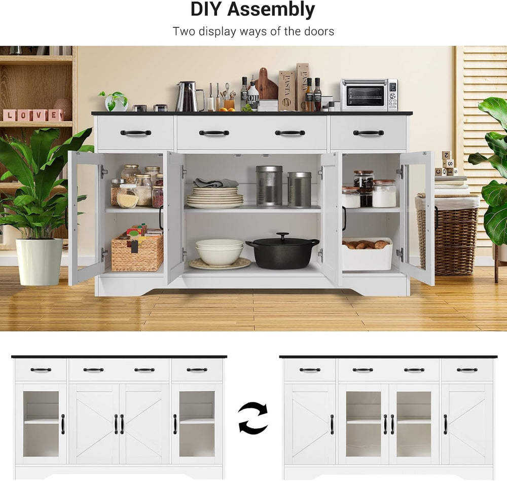 Homdox 55" Buffet Cabinet with Storage, Modern Farmhouse Sideboard with ...