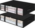 StorageRight Under Bed Storage Bins, 2-Pack 40L Foldable Fabric Storage Bags with Transparent Window, Breathable Organizer for Clothes/Blanket/Comforter/Quiltr, Black