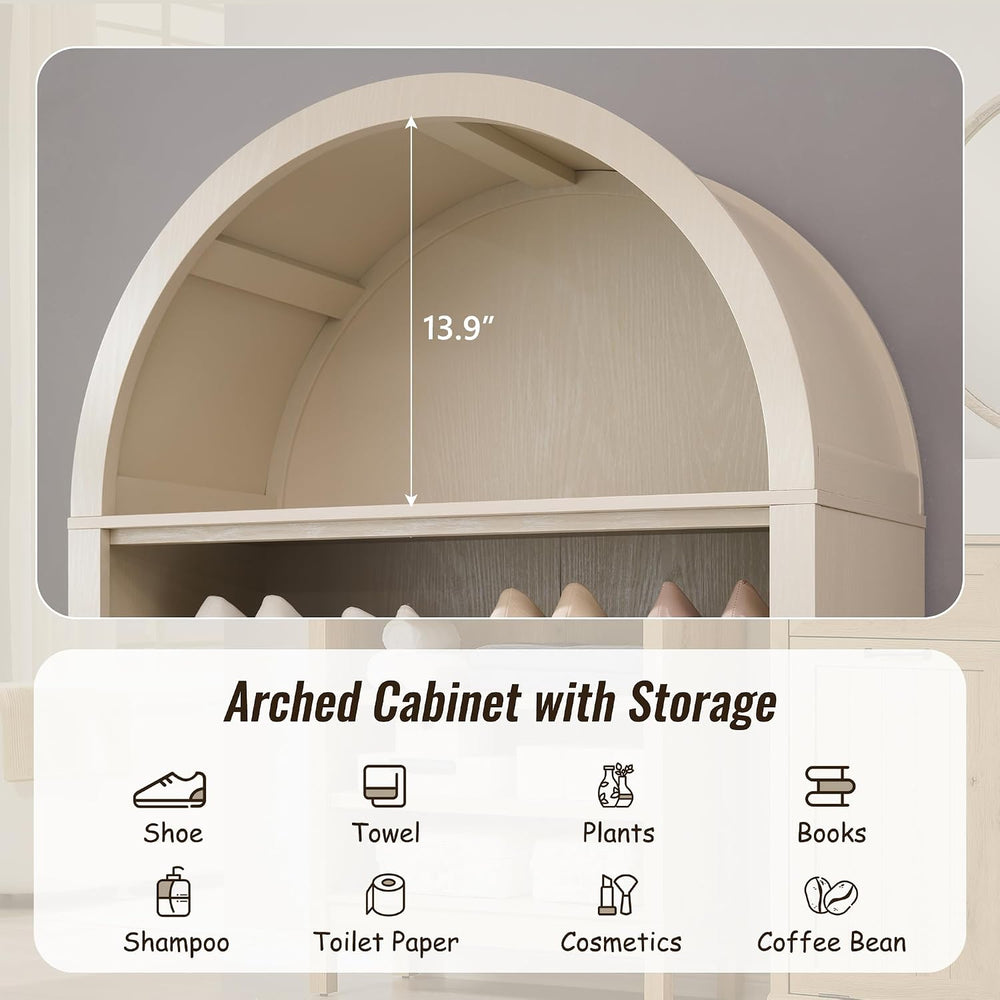 IFBUY 71" Tall Arched Bathroom Storage Cabinet, 7-Tier Modern Farmhouse ...
