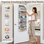 1 Pack Over The Door Organizer, Hanging Storage Organizer with Clear Window, 40lb Ultra Sturdy Large Capacity Room Organizer for Pantry Laundry Bathroom Nursery Closet Baby Essential (Grey)