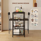 GarveeLife Dining Table Set for 2, Counter Height Bar Table Set with Storage ＆ Stools, High Top Pub Table and Chairs for Kitchen, Dining Room, Sofa Side, Apartment, Breakfast Nook